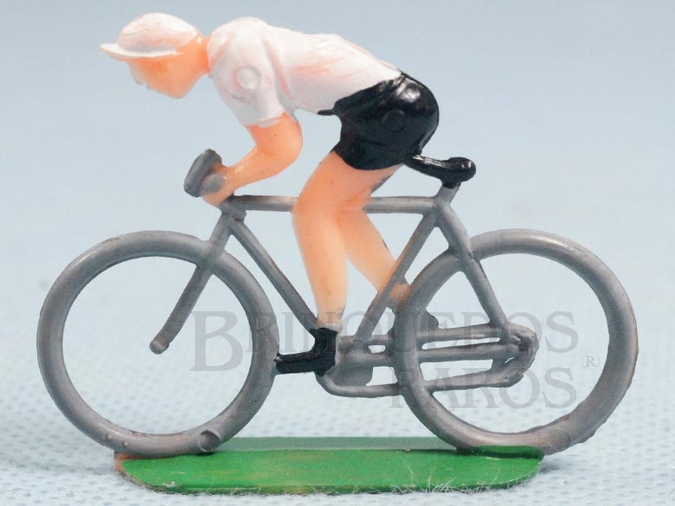 Brinquedo antigo Bicicleta de corrida com ciclista 4,5 cm de altura Década de 1960