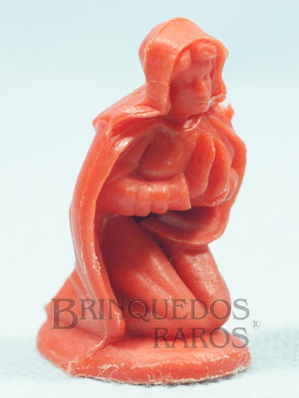 Brinquedo antigo Nossa Senhora de plástico vermelho Série Presépio Gulliver Década de 1970