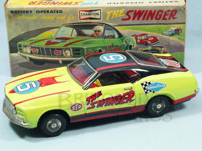 Brinquedo antigo Ford Mustang Mach I The Swinger verde Sistema Cavalo de Pau 27,00 cm de comprimento Década de 1970