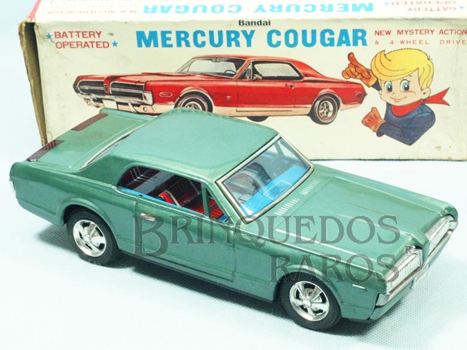 Brinquedo antigo Mercury Cougar XR7 1967 Sistema Frente e Ré Automático Pisca Pisca iluminado 26,00 cm de comprimento Década de 1970