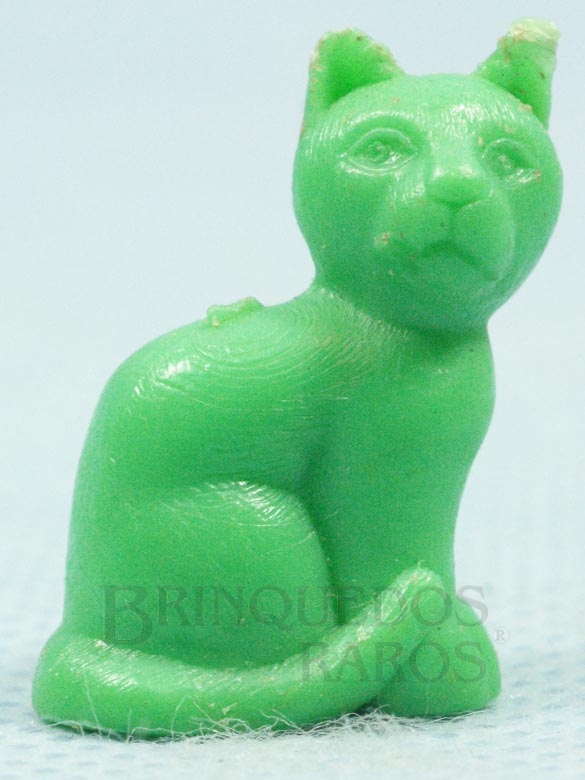 Brinquedo antigo Gato de Plástico verde com 2,5 cm de altura Série Fazendinha Década de 1980