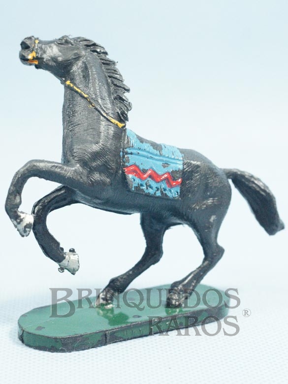 Brinquedo antigo Cavalo Índio preto Empinando Série Forte Arizona Década de 1970