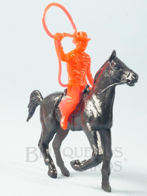 Brinquedo antigo Cowboy montado a cavalo com laço Conjunto Grand Canyon Ano 1985