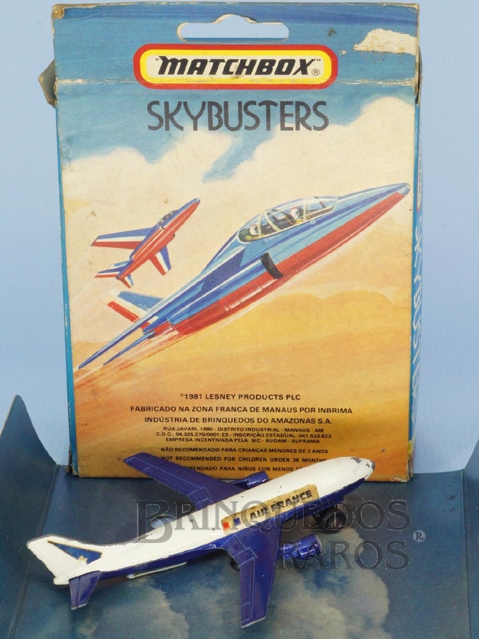 Brinquedo antigo A300 Airbus Sky Busters Air France Lebel Brazilian Matchbox Inbrima Década de 1970