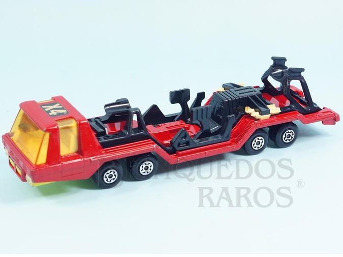 Brinquedo antigo Aircraft Transporter Série Super Kings vermelho Falta o avião Década de 1970