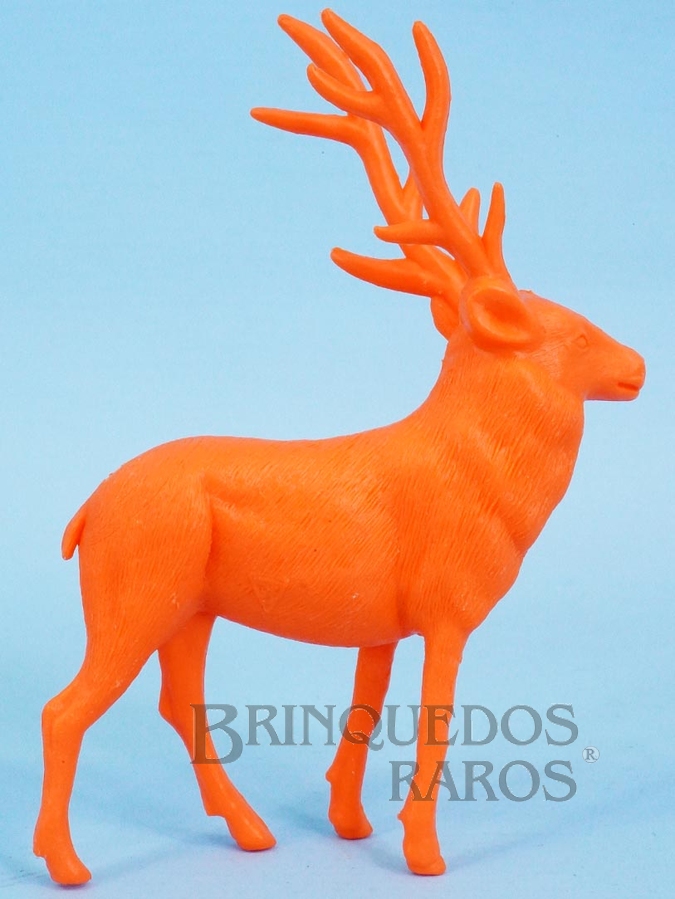 Brinquedo antigo Alce de plástico laranja Série Zoológico Década de 1970