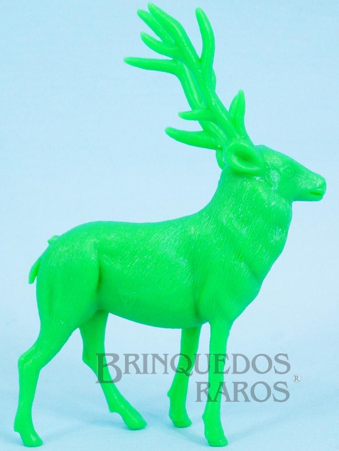 Brinquedo antigo Alce de plástico verde Série Zoológico Década de 1970