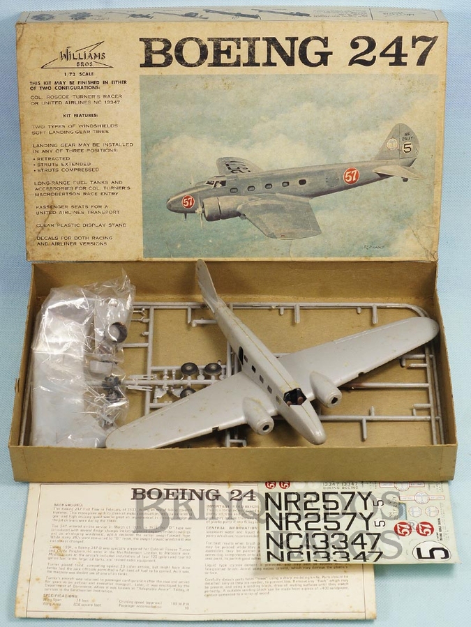 Brinquedo antigo Avião Boeing 247 Kit parcialmente montado Década de 1950