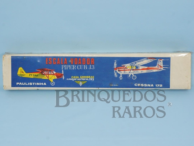Brinquedo antigo Avião Cessna 172 Escala Voador de madeira balsa entelada Caixa lacrada perfeito estado Década de 1970