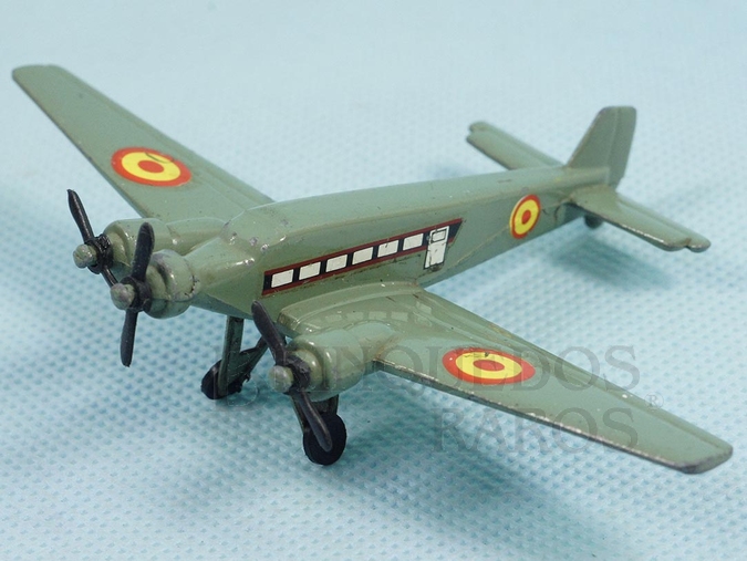 Brinquedo antigo Avião Junkers Ju52 com 11,5 cm de envergadura Força Aérea Espanhola Década de 1970