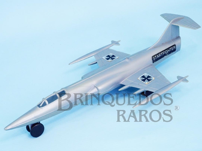 Brinquedo antigo Avião Lockheed F-104 Starfighter cinza Série Forças Armadas Década de 1980