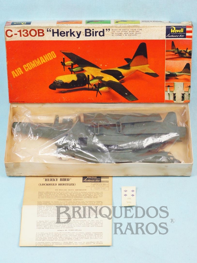 Brinquedo antigo Avião Lockheed Hercules C-130 "Herky Bird" Caixa Dura Fabricação final da Década de 1960