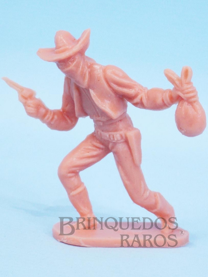 Brinquedo antigo Bandido andando com revolver e saco de dinheiro Semelhante a Figura Gulliver Década de 1990