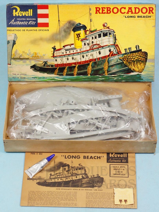 Brinquedo antigo Barco Rebocador Long Beach Caixa Dura Ano 1964
