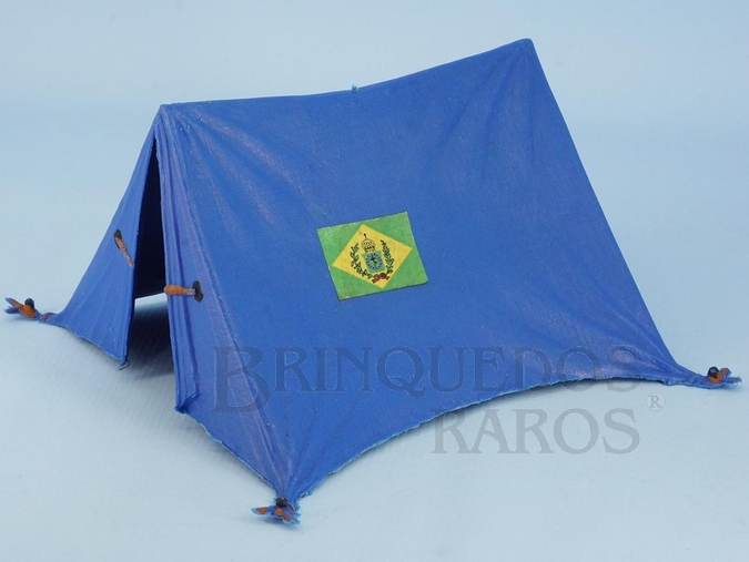 Brinquedo antigo Barraca de Campanha azul escuro com 15,00 cm de comprimento Série Tropas Imperiais Década de 1970
