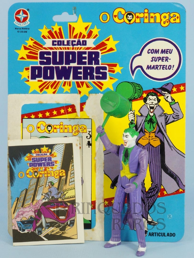 Brinquedo antigo Boneco do Coringa articulado Coleção Super Powers perfeito estado 100% original completo com Cartela e Mini Comic Ano 1987