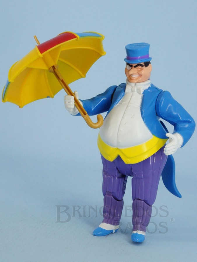 Brinquedo antigo Boneco do Pinguim articulado Coleção Super Powers perfeito estado 100% original completo com Guarda Chuva Cartela e Mini Comic Ano 1987