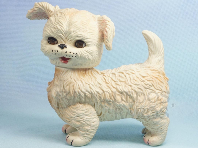 Brinquedo antigo Cachorro Lulu com 22,00 cm de altura Criação Edward Mobley apresenta Cabeça Móvel Olhos de dormir e ao apertar emite som de apito Ano 1963


