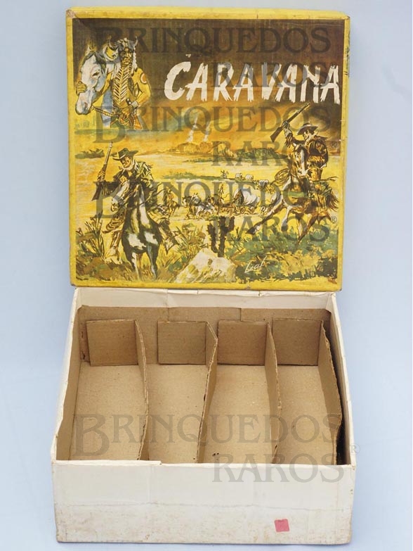 Brinquedo antigo Caixa do Conjunto Caravana fabricado pela Casablanca Brasil Trabalho assinado Studio Leal de Nelson Reis Ano 1968