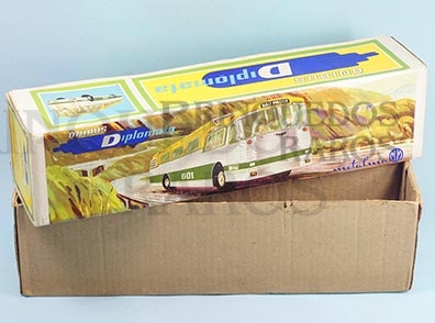 Brinquedo antigo Caixa do Ônibus Diplomata Expresso Brasileiro fabricado pela Metalma Brasil na década de 1960