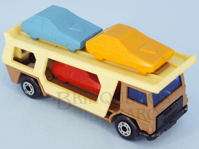 Brinquedo antigo Caminhão Cegonha Bedford Car Transporter Superfast marrom Brazilian Matchbox Inbrima 1970