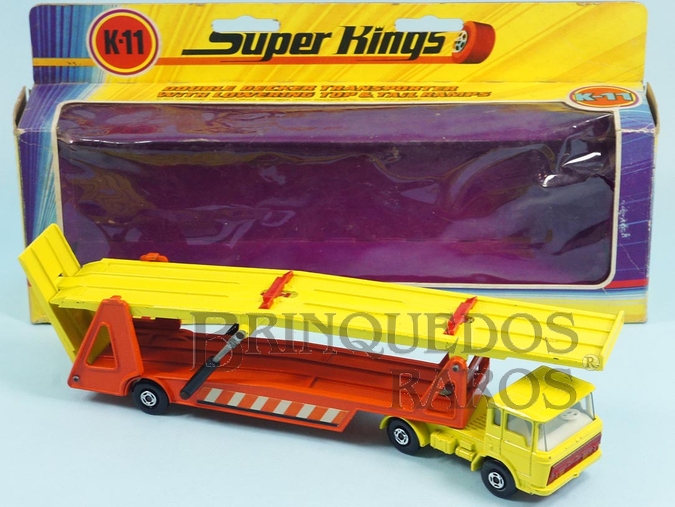 Brinquedo antigo Caminhão Cegonha DAF Car Transporter Série Super Kings Década de 1970