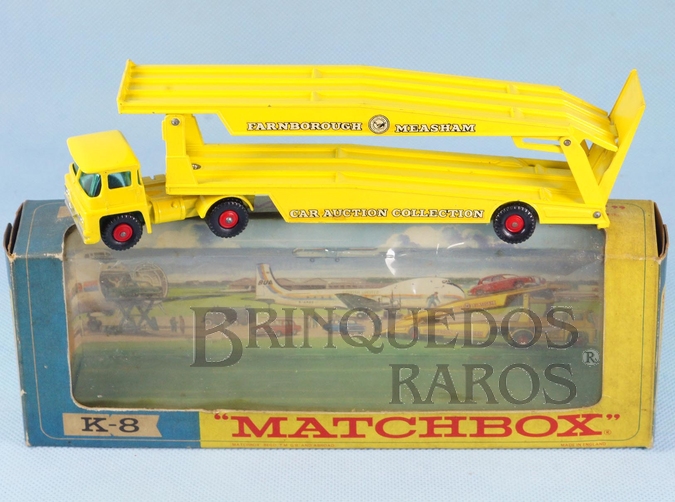 Brinquedo antigo Caminhão Cegonha Guy Warrior Car Transporter amarelo Série King Size Década de 1960