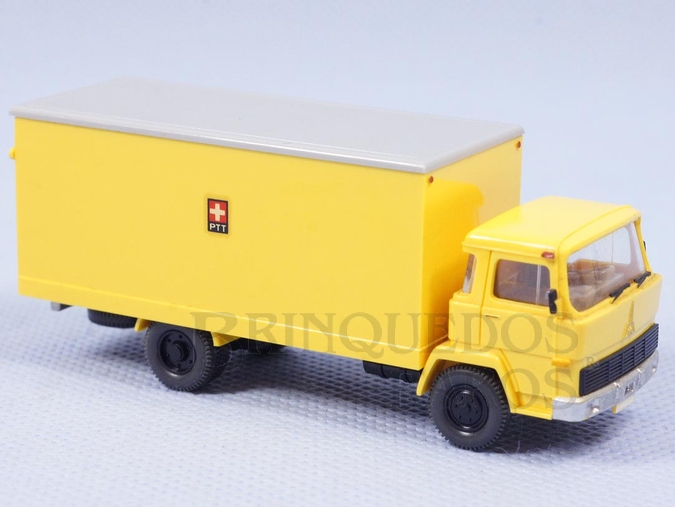 Brinquedo antigo Caminhão Magirus Deutz Baú do Correio Suíço Década de 1980 