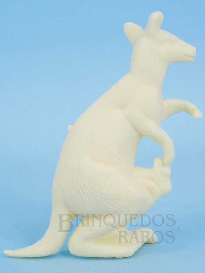 Brinquedo antigo Canguru de plástico branco Série Zoológico década de 1970