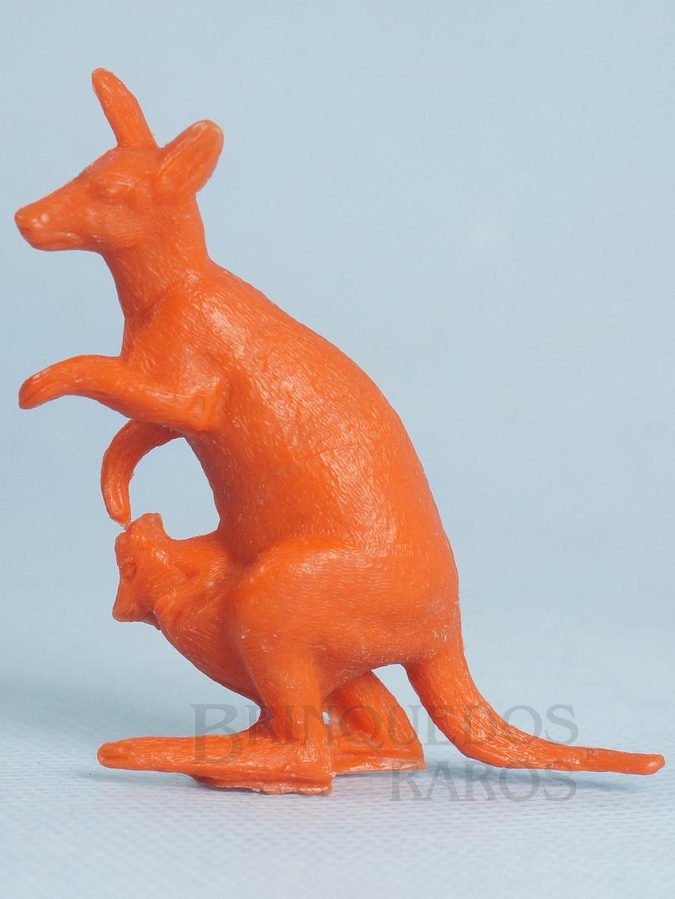Brinquedo antigo Canguru de plástico laranja Série Zoológico década de 1970