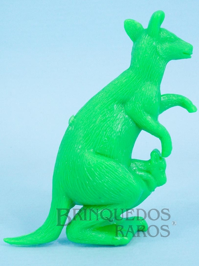 Brinquedo antigo Cangurú de plástico verde Série Zoológico Década de 1970