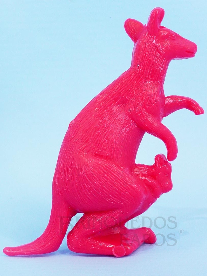 Brinquedo antigo Cangurú de plástico vermelho Série Zoológico Década de 1970