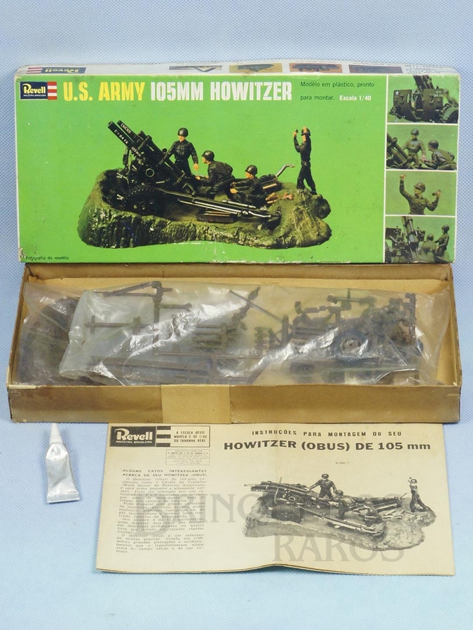 Brinquedo antigo Canhão 105 mm U.S. Army Howitzer Caixa dura Década de 1960
