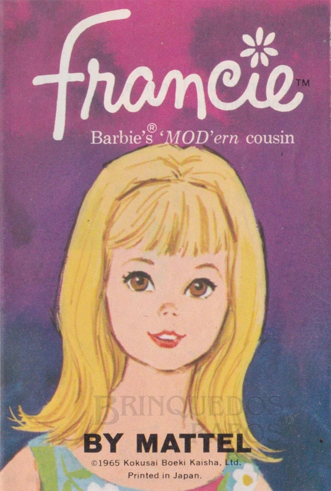Brinquedo antigo Capa do Folheto que vinha nas embalagens da Boneca Francie e de suas roupas Ano 1966