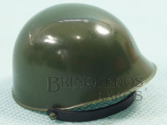 Brinquedo antigo Capacete de Soldado Verde Escuro Edição 1977 a 1980