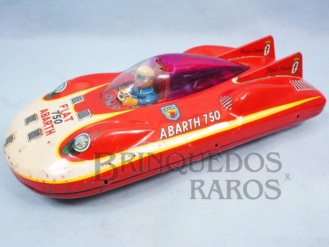 Brinquedo antigo Carro de Record Fiat Abarth 750 Pininfarina com 21,00 cm de comprimento Década de 1960
