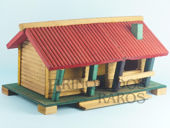 Brinquedo antigo Casa de madeira padrão troncos Grande Forte Apache Casablanca Ano 1968 