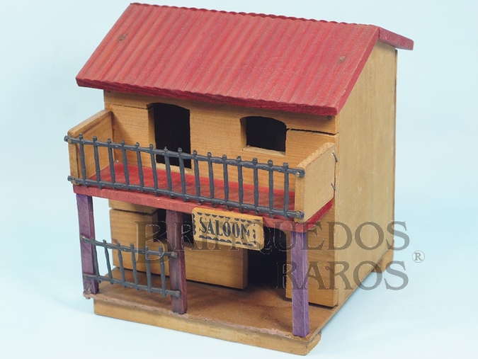 Brinquedo antigo Casa de madeira Saloon Série Gunsmoke Década de 1970 