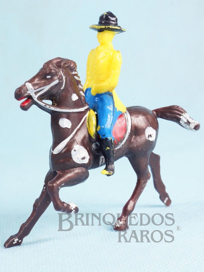Brinquedo antigo Cavaleiro com Cavalo Plástico pintado Ano 1960