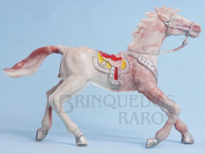Brinquedo antigo Cavalo de Cowboy branco malhado de plástico marmorizado