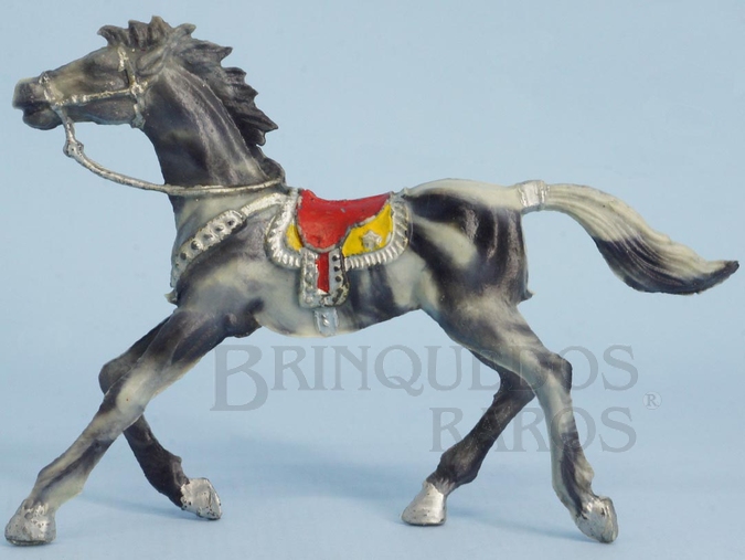Brinquedo antigo Cavalo de Cowboy cinza malhado de plástico marmorizado