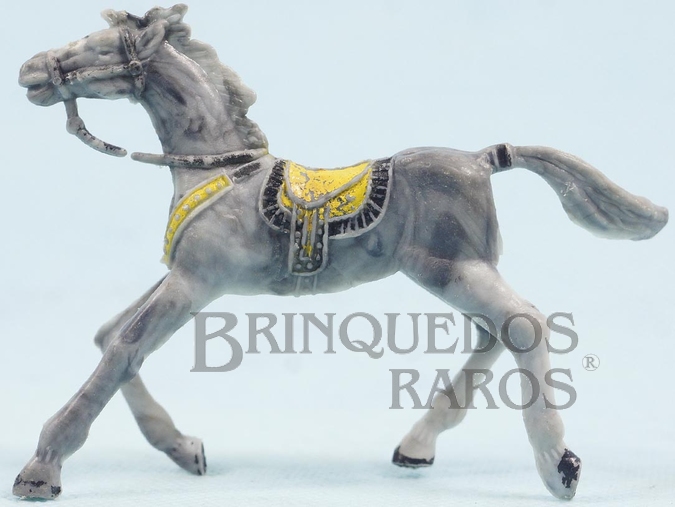 Brinquedo antigo Cavalo de Cowboy cinza malhado de plástico marmorizado Rédeas com erro de Fábrica