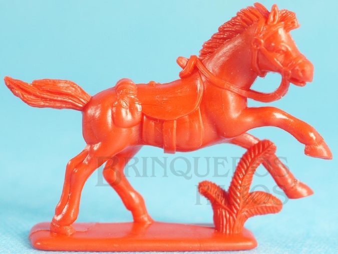 Brinquedo antigo Cavalo de cowboy de plástico vermelho com 4,00 cm de altura Série Mini Forte Apache Década de 1990