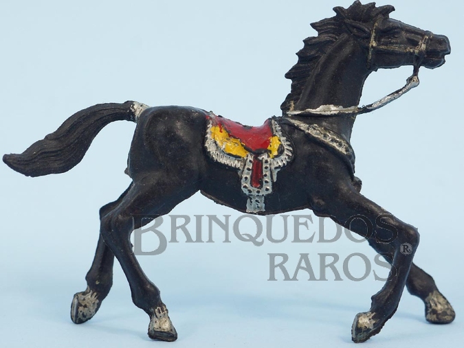 Brinquedo antigo Cavalo de Cowboy Preto Casablanca numerado 4 Década de 1960