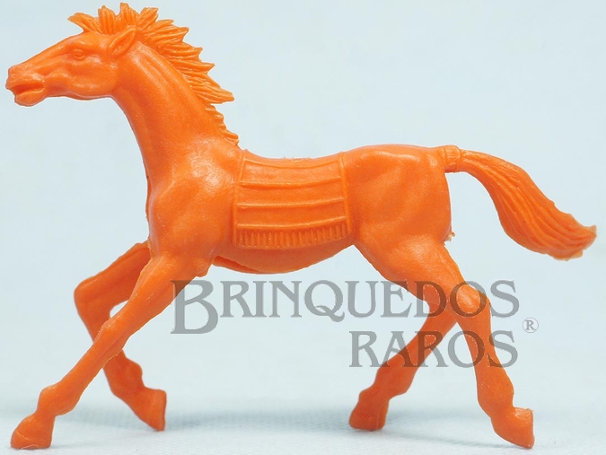 Brinquedo antigo Cavalo índio de plástico laranja Década de 1980