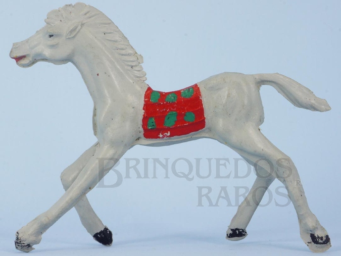 Brinquedo antigo Cavalo indio maciço cinza 100% original item do Conjunto General Custer Década de 1970