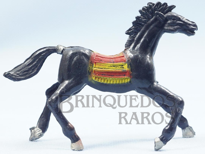 Brinquedo antigo Cavalo índio preto Distribuído pela Trol e pela Viocena Década de 1970
