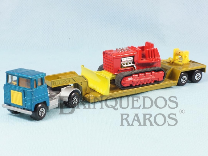 Brinquedo antigo Cavalo Mecânico com Carreta e Trator de esteiras Lowloader and Bulldozer Série Super Kings Década de 1970