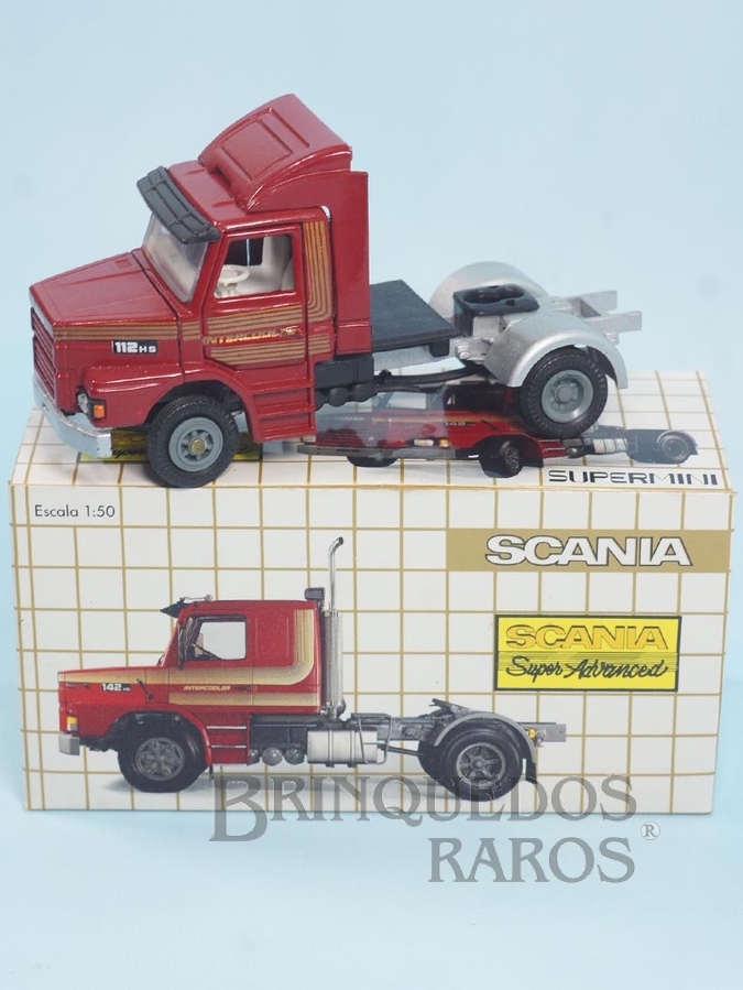 Brinquedo antigo Cavalo Mecânico Scania Vabis 112HS vinho Intercooler Super Advanced perfeito estado Completo 100% original Década de 1980 
