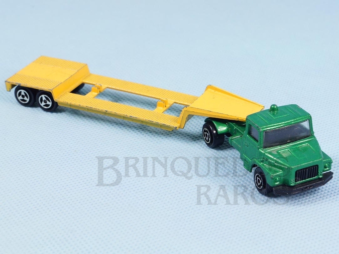Brinquedo antigo Cavalo Mecânico Scania Vabis com Carreta prancha Majorette Brésilien Kiko Década de 1980